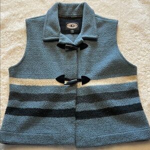 Blue Wool Vest with Toggle Closures